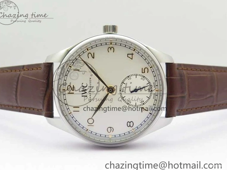 MIROTIME 0201 Original Portuguese IW358304 ZF 1:1 Best Edition SS White Dial RG Markers on Leather Strap A 7077